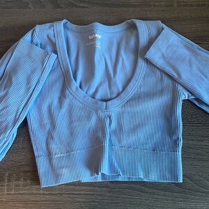 Garage Sky Blue Ribbed Crop Top